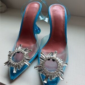 Elegant Blue Women's Shoes with Crystal Embellishments